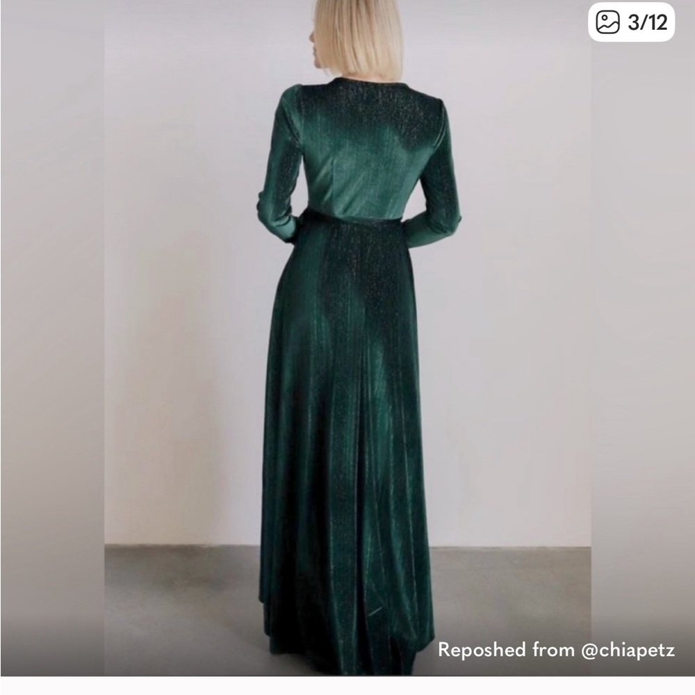 Baltic Born Deep Green Velvet Long Sleeve Dress M